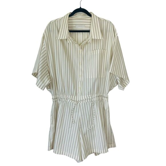 Faithfull Faia Romper Shadow Stripe Butter Cream Size 12 - Picture 1 of 10